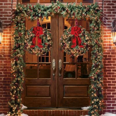 prelit outdoor christmas decor 9' Classic Outdoor Prelit Christmas Garland Frontgate