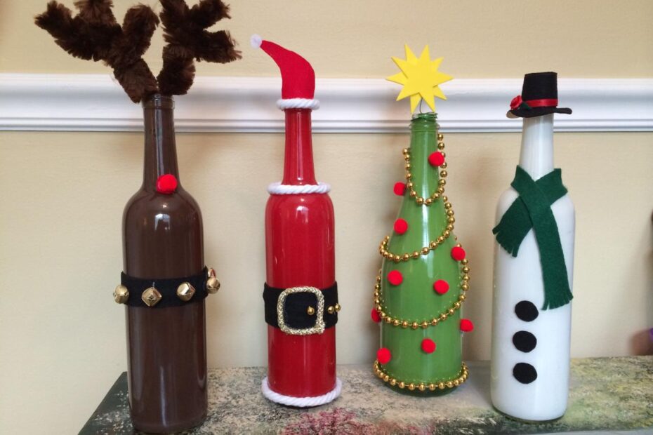 wine bottle decor christmas Christmas Wine Bottle Decorations