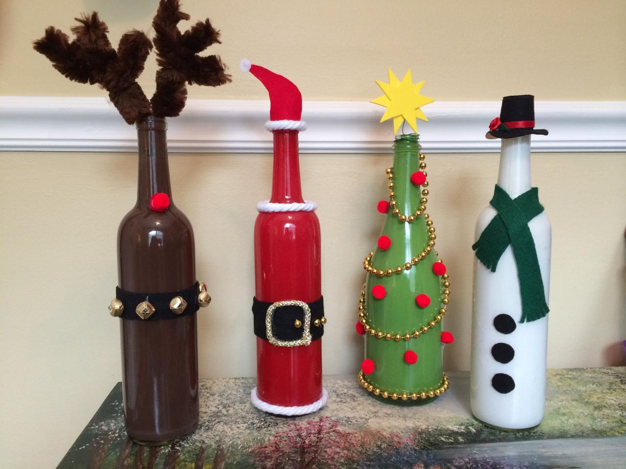 wine bottle decor christmas Christmas Wine Bottle Decorations