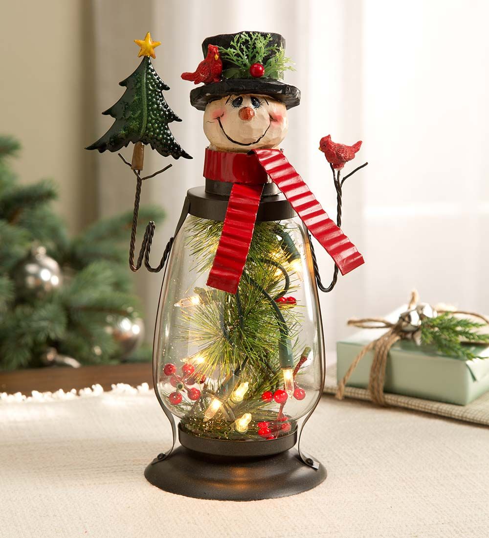 neon christmas decorations indoor Lighted Holiday Snowman Lantern Indoor Holiday Decorations