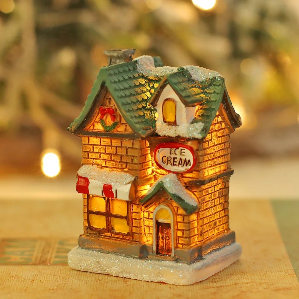 little village christmas decor Mini Christmas Village LED Lighted Christmas Village Houses with