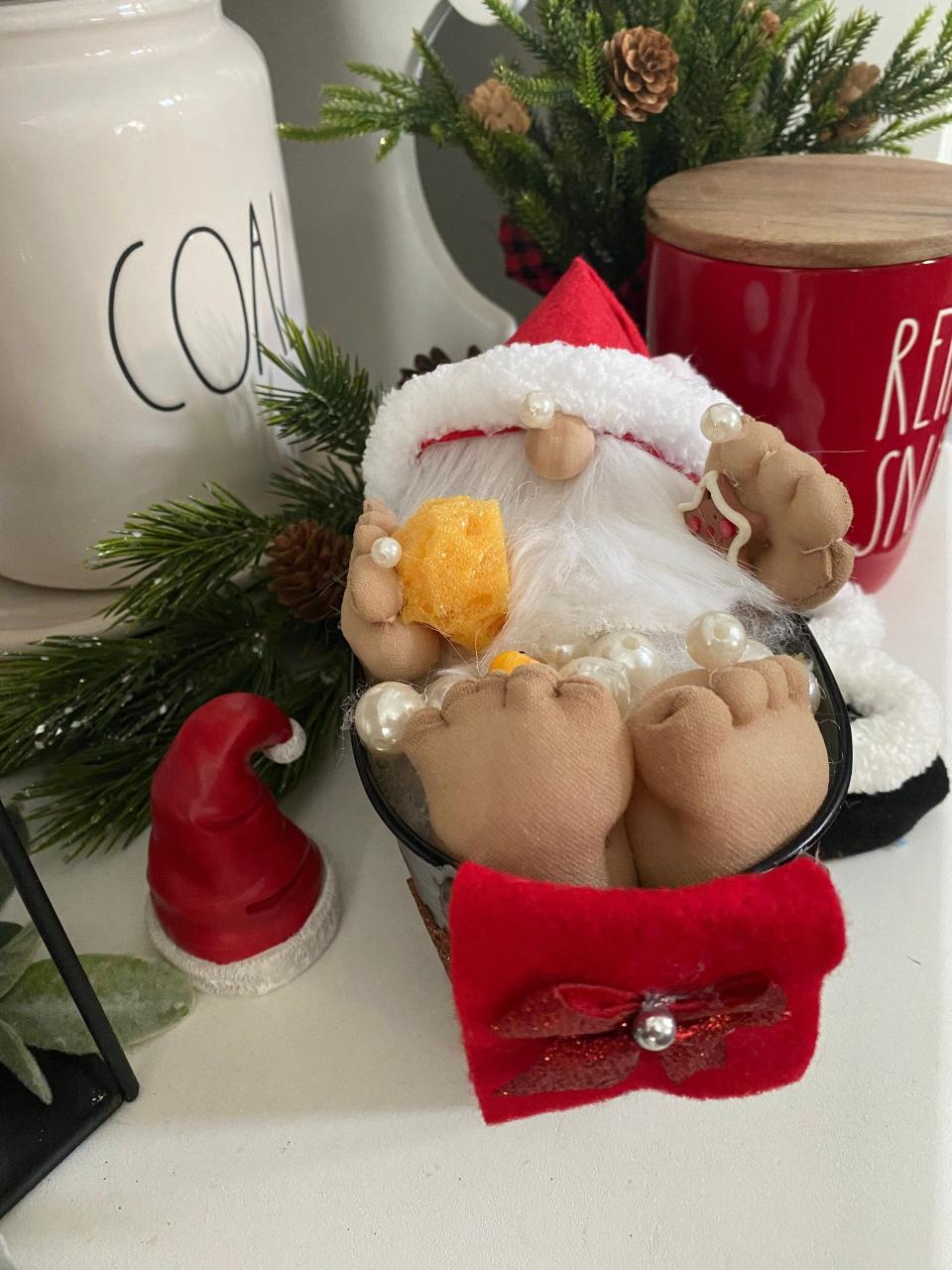 christmas gnome bathroom decor Santa Bath Gnome Christmas Bath Tub Gnome Bath Gnome Christmas Bathroom