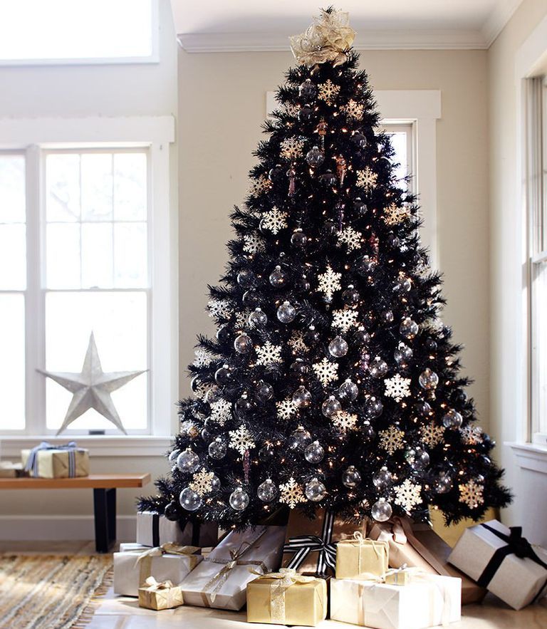 black and green christmas tree decor Black Christmas Trees Are The Perfect Holiday Trend For Anyone With A