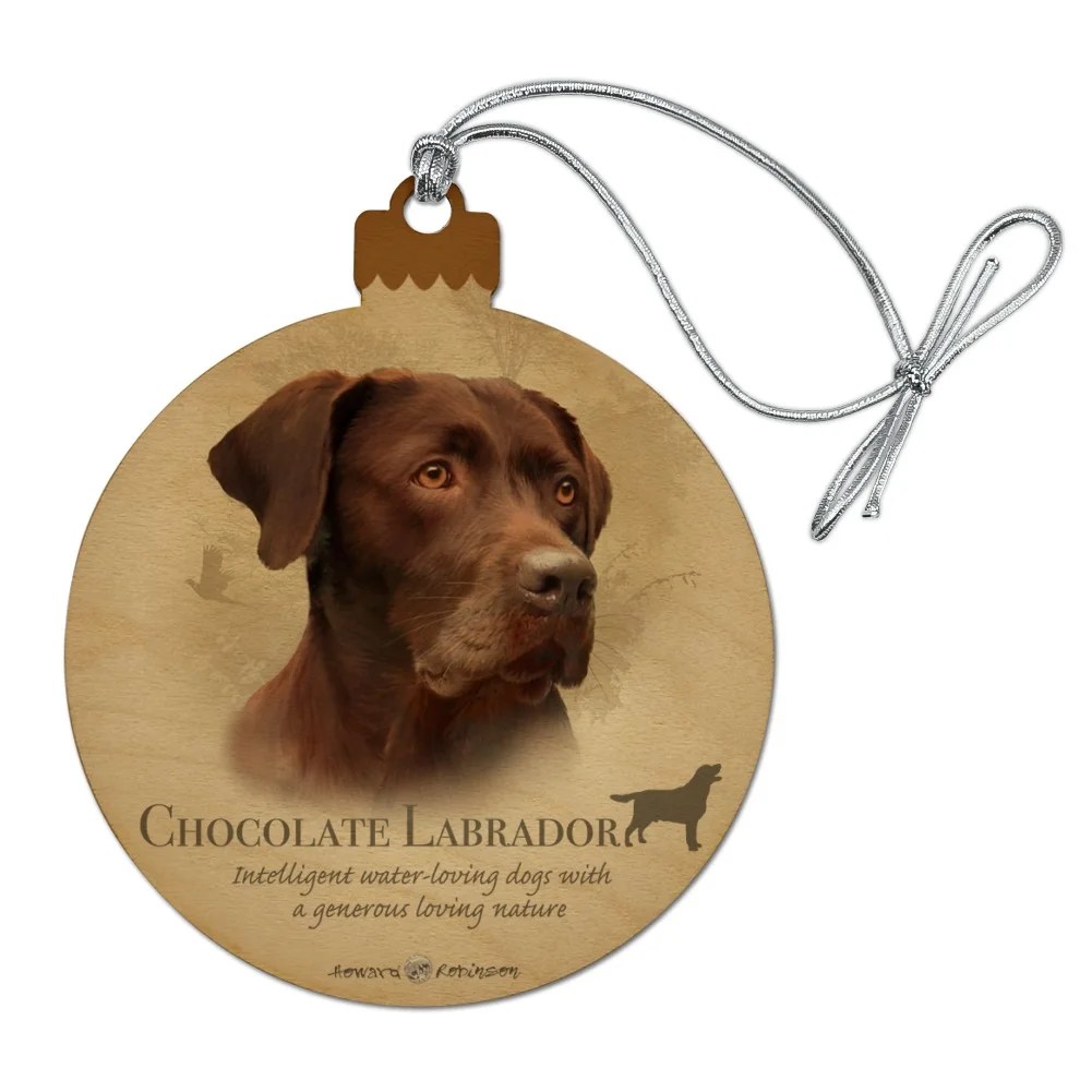 chocolate lab christmas decor Chocolate Lab Labrador Dog Breed Wood Christmas Tree Holiday Ornament