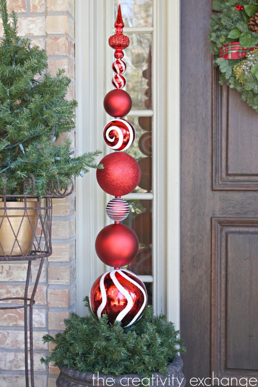 christmas ornament topiary outdoor Tutorial for making an ornament topiary {The Creativity Exchange