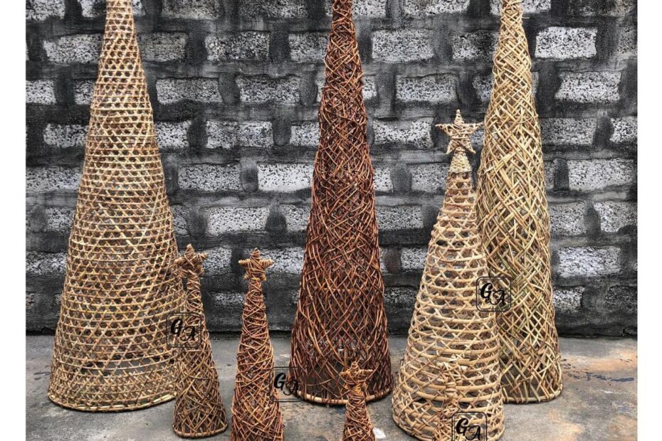 christmas decor ideas indigenous materials Native Christmas Tree 3 ft height Rattan hagnaya Natural