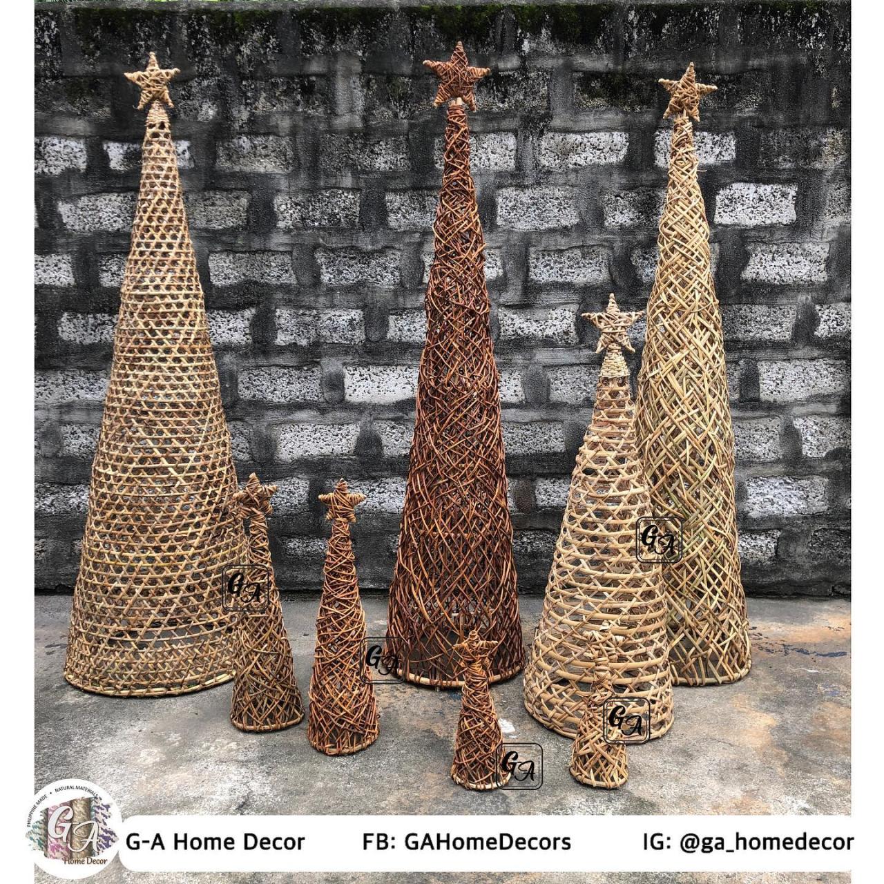 christmas decor ideas indigenous materials Native Christmas Tree 3 ft height Rattan hagnaya Natural