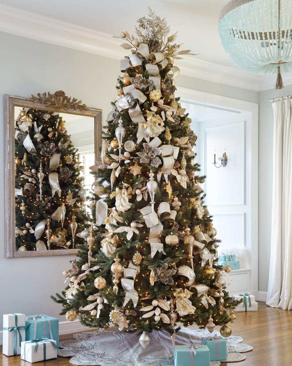 christmas tree decor ideas gold Gold decorating theme enriches any Christmas motif with elegant