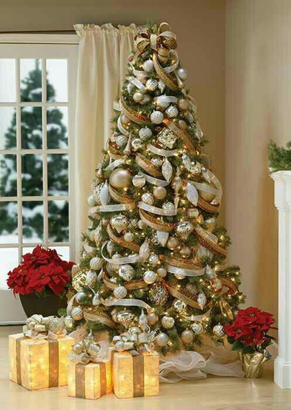 christmas tree decor ideas gold 20 Luxury Gold Christmas Trees Decor For Sparkling Holidays HomeMydesign