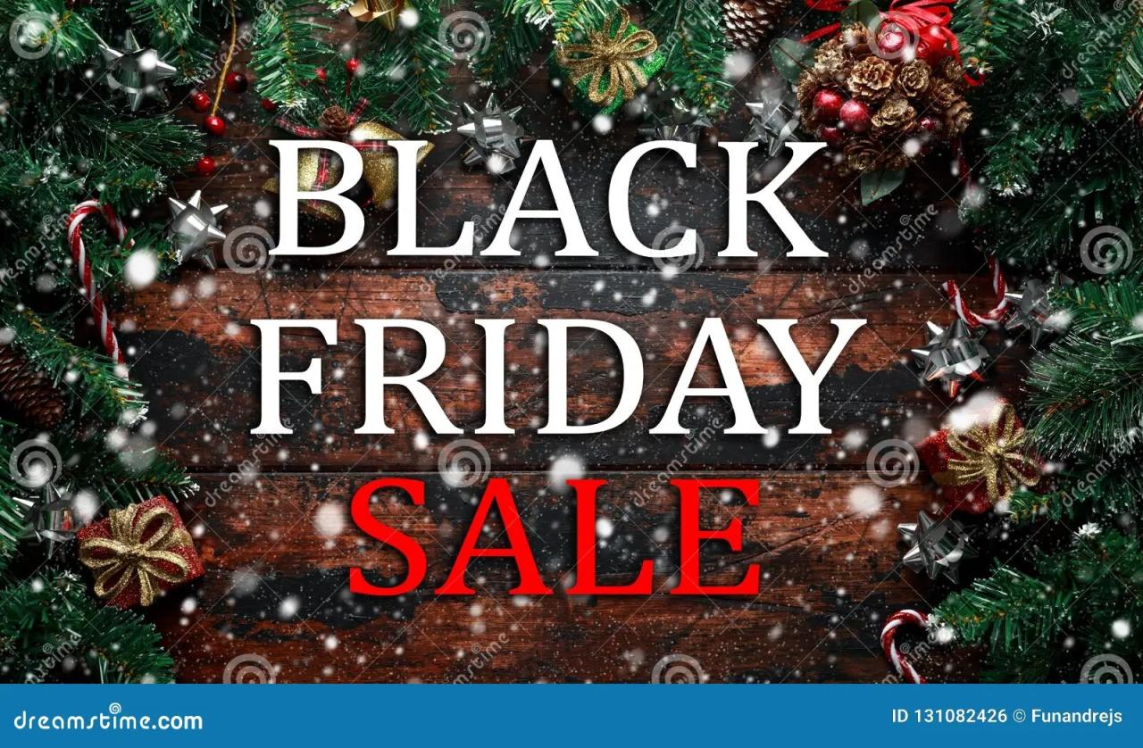 christmas decor on sale black friday Black Friday Sale on Christmas Wooden Decoration Background Stock Photo