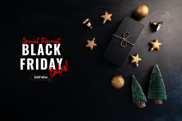 christmas decor on sale black friday Premium Photo Black friday sale with gift box and christmas decoration