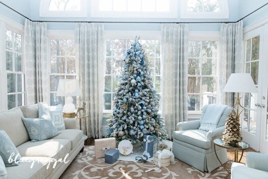 blue couch christmas decor Blue Christmas Decorating Ideas A Tour of Our Home