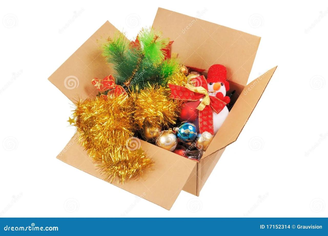 christmas decor in a box Box With Christmas Decorations Stock Images Image 17152314