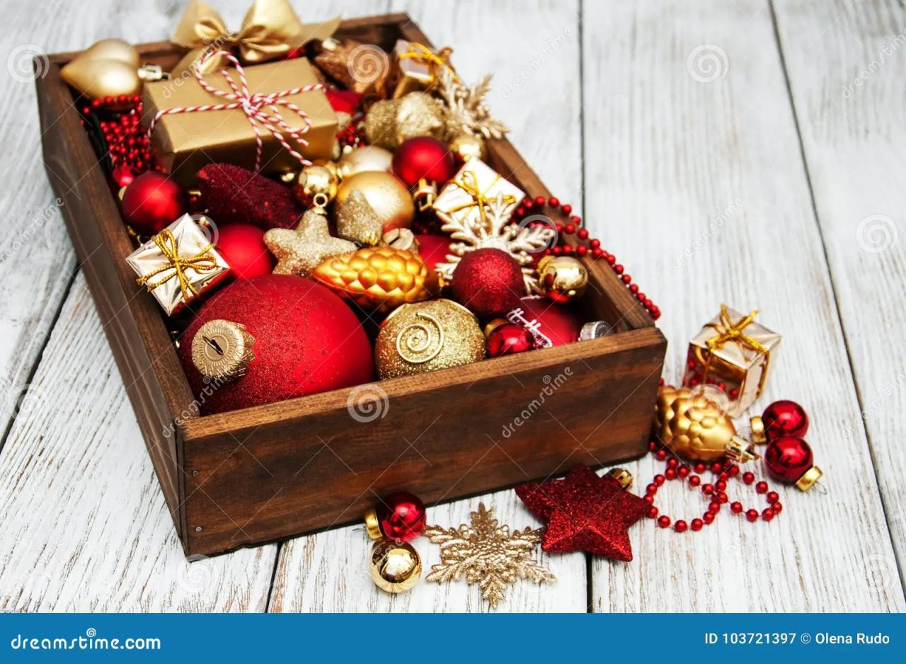 christmas decor in a box Box with Christmas Decorations Stock Image Image of festive, decor