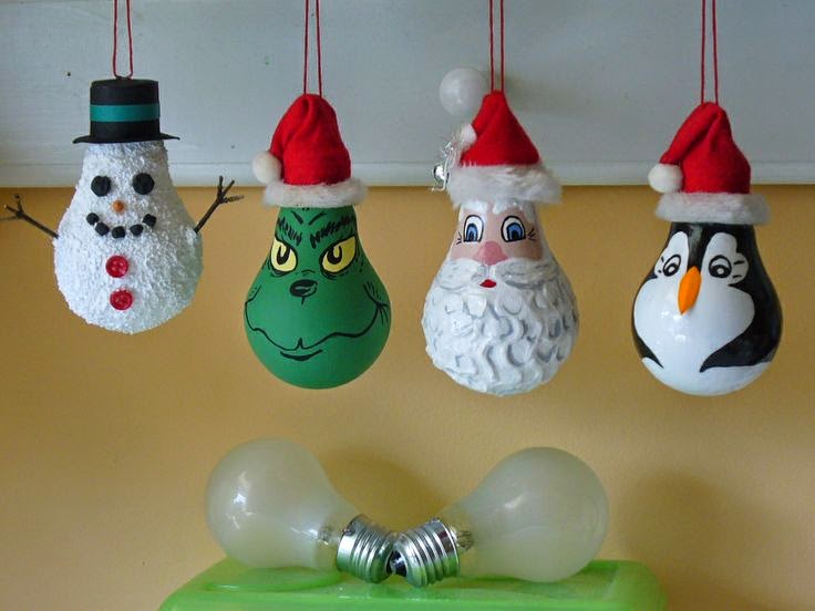 christmas bulb decoration ideas light Ideas & Products Light Bulb Christmas Ornaments