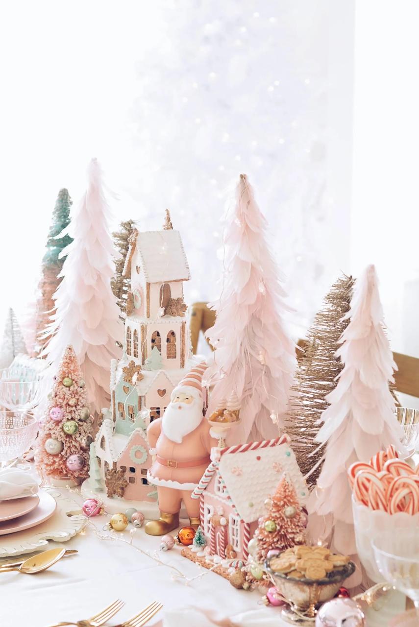 pink christmas party decor Pink Christmas Table Decorations A Pink Wonderland Dinner The Pink Dream