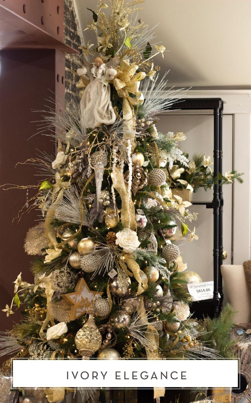 gold and ivory christmas decor "Ivory Elegance" Christmas Tree featuring soft golds, ivory and a hint