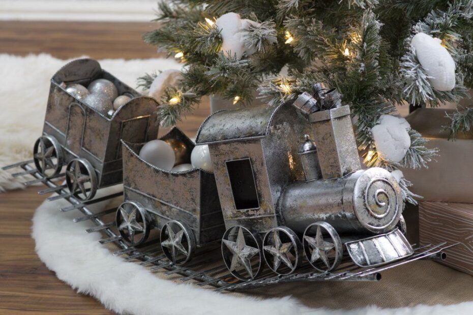 christmas train decorations indoor 36 in. Silver Metal Holiday Train Vintage christmas decorations