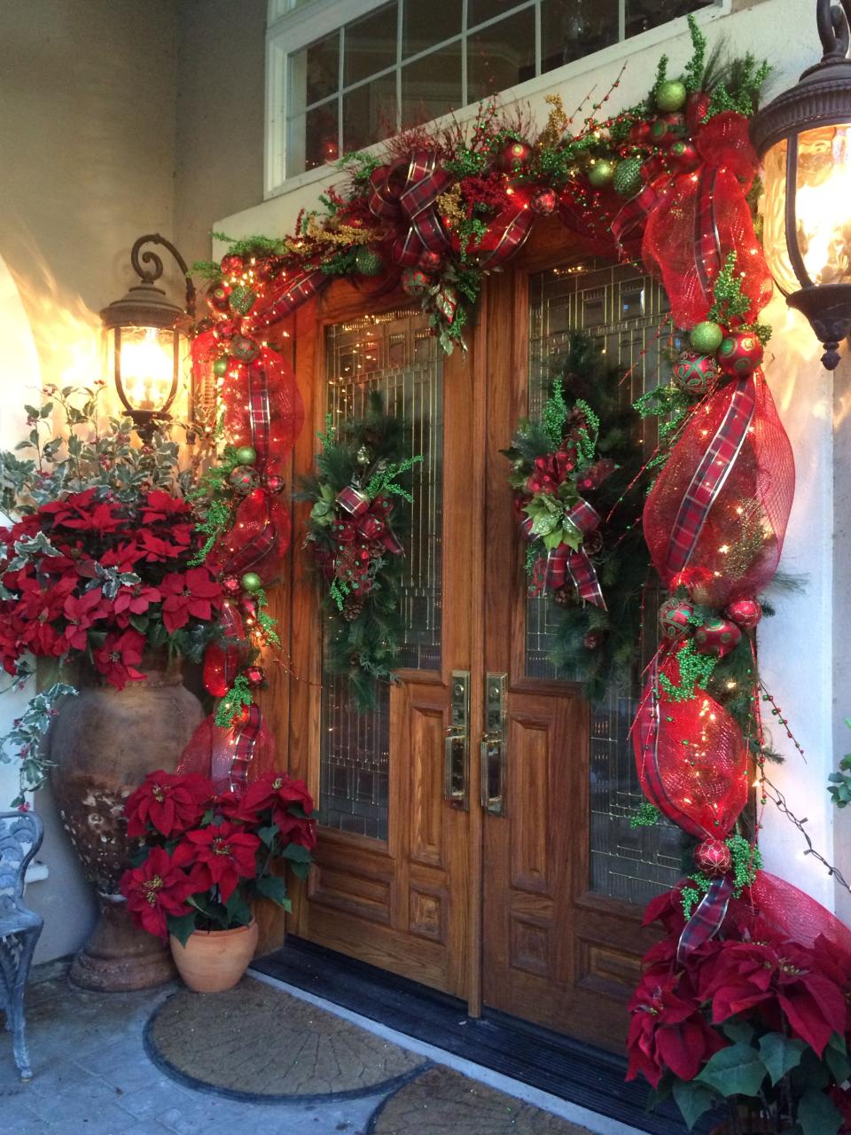 outdoor christmas decorating ideas front porch Love my front doors this Christmas. Front porch christmas decor