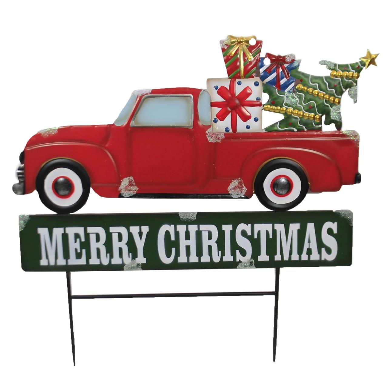 red truck christmas decor outdoor Christmas Christmas Red Truck Yard Decor Landscape Stake Poke Christmas