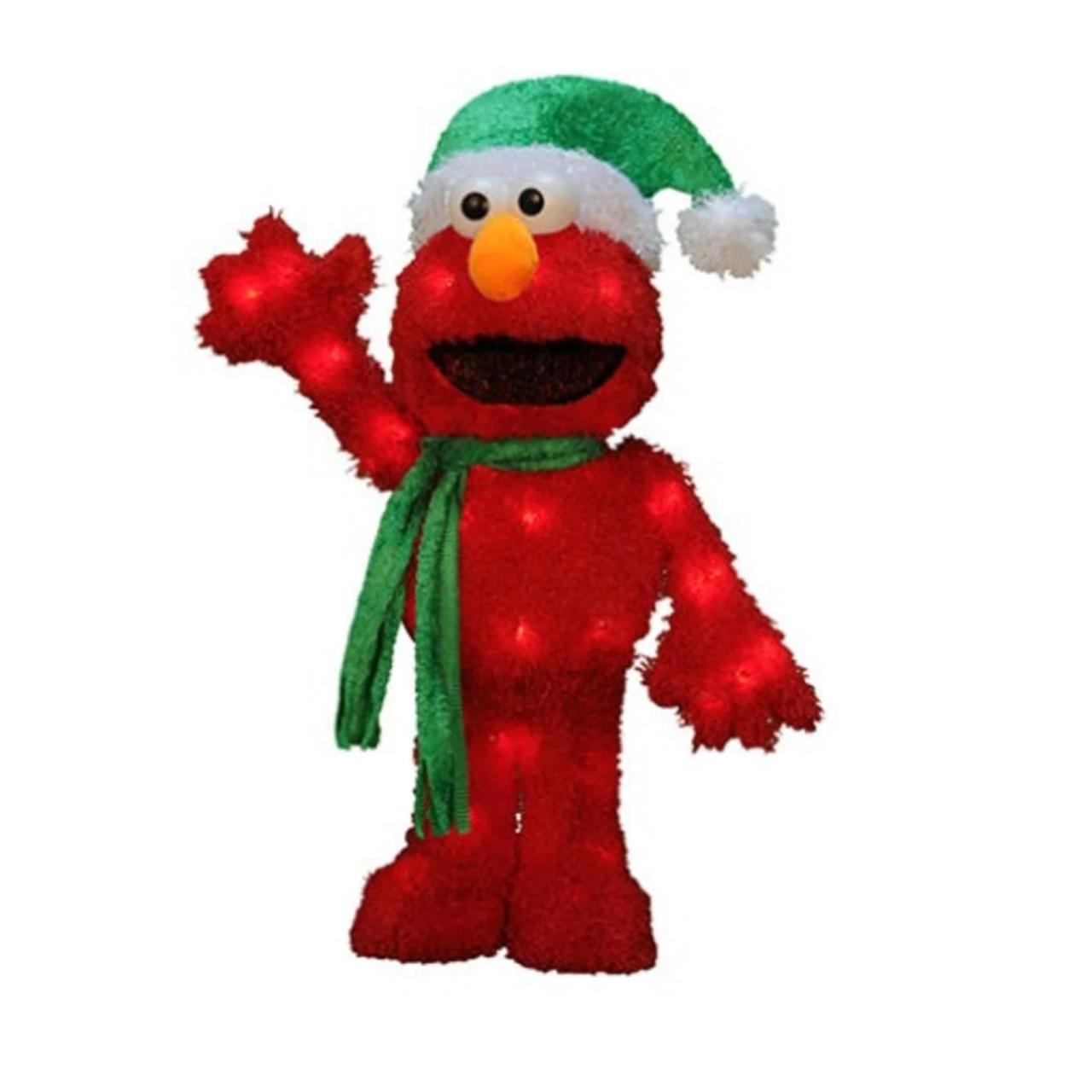 elmo christmas decorations outdoor 18" PreLit 3D Sesame Street Waving Elmo Christmas Outdoor Decoration