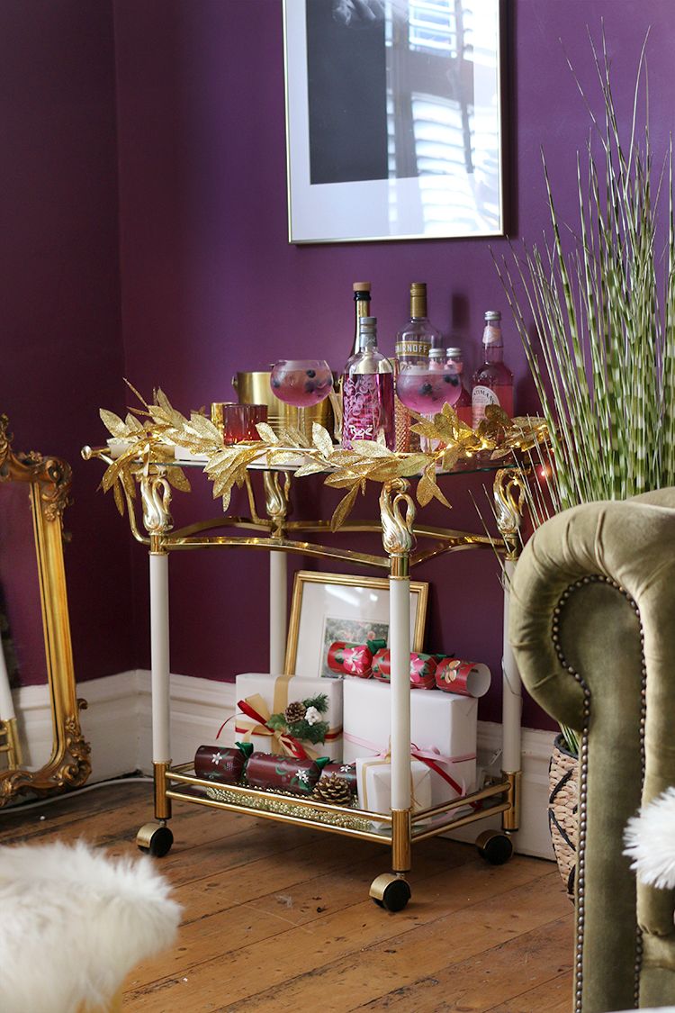 christmas bar cart decor Styling a Colourful Christmas Bar Cart Swoon Worthy Christmas bar