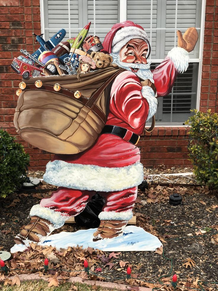 vintage christmas outdoor decor Waving Santa Plywood DIY Yard Decoration Christmas yard decorations