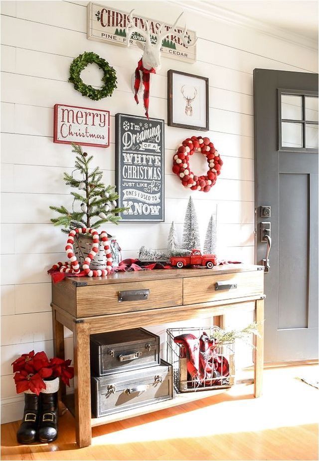 entry table christmas decor ideas 20+ Best Entryway Table Ideas to Greet Guests in Style Christmas