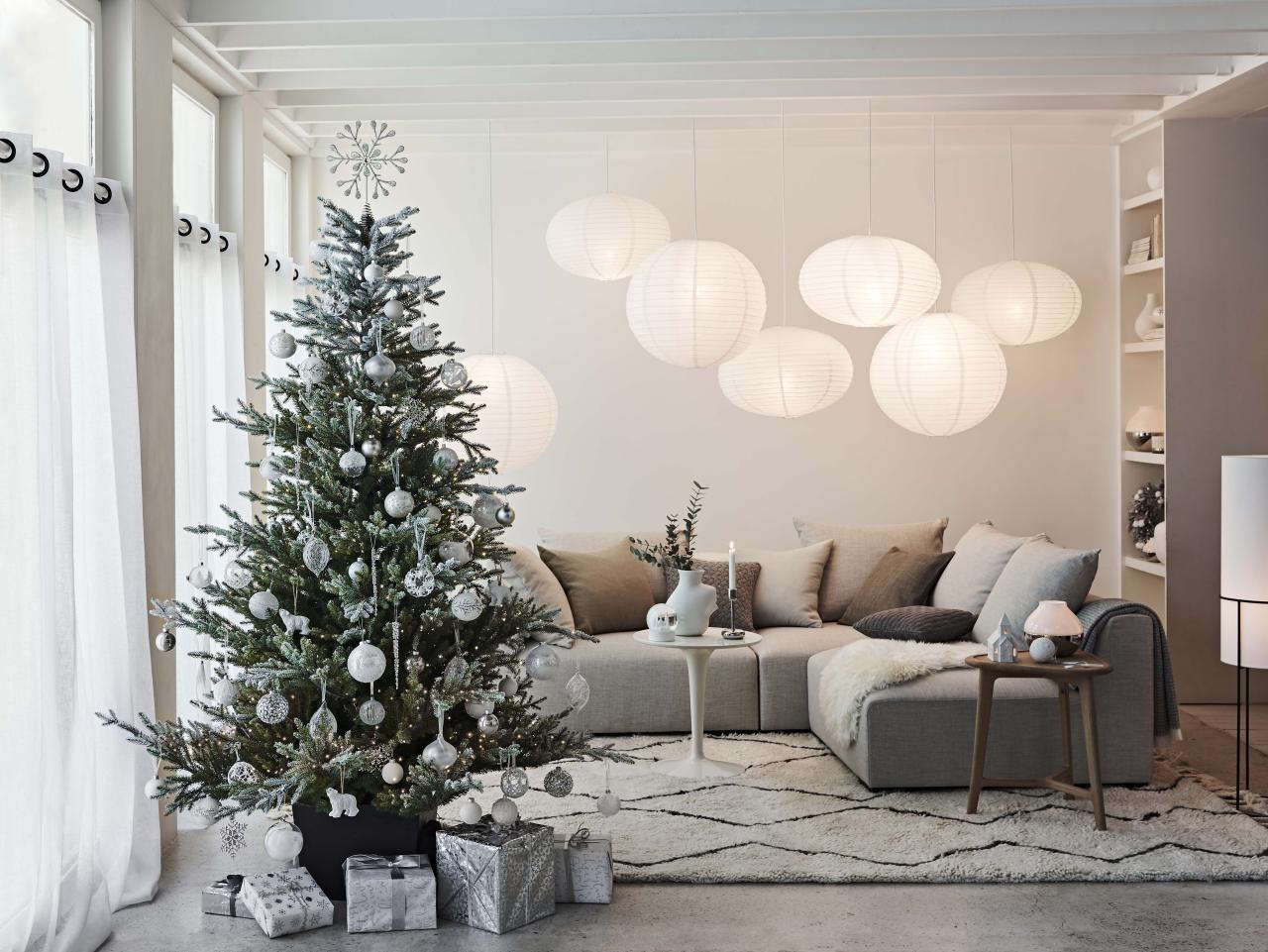 outdoor christmas decorations john lewis John Lewis, Cotswold Snowy Prelit Tree 7ft £499, White Beaded Snowflake