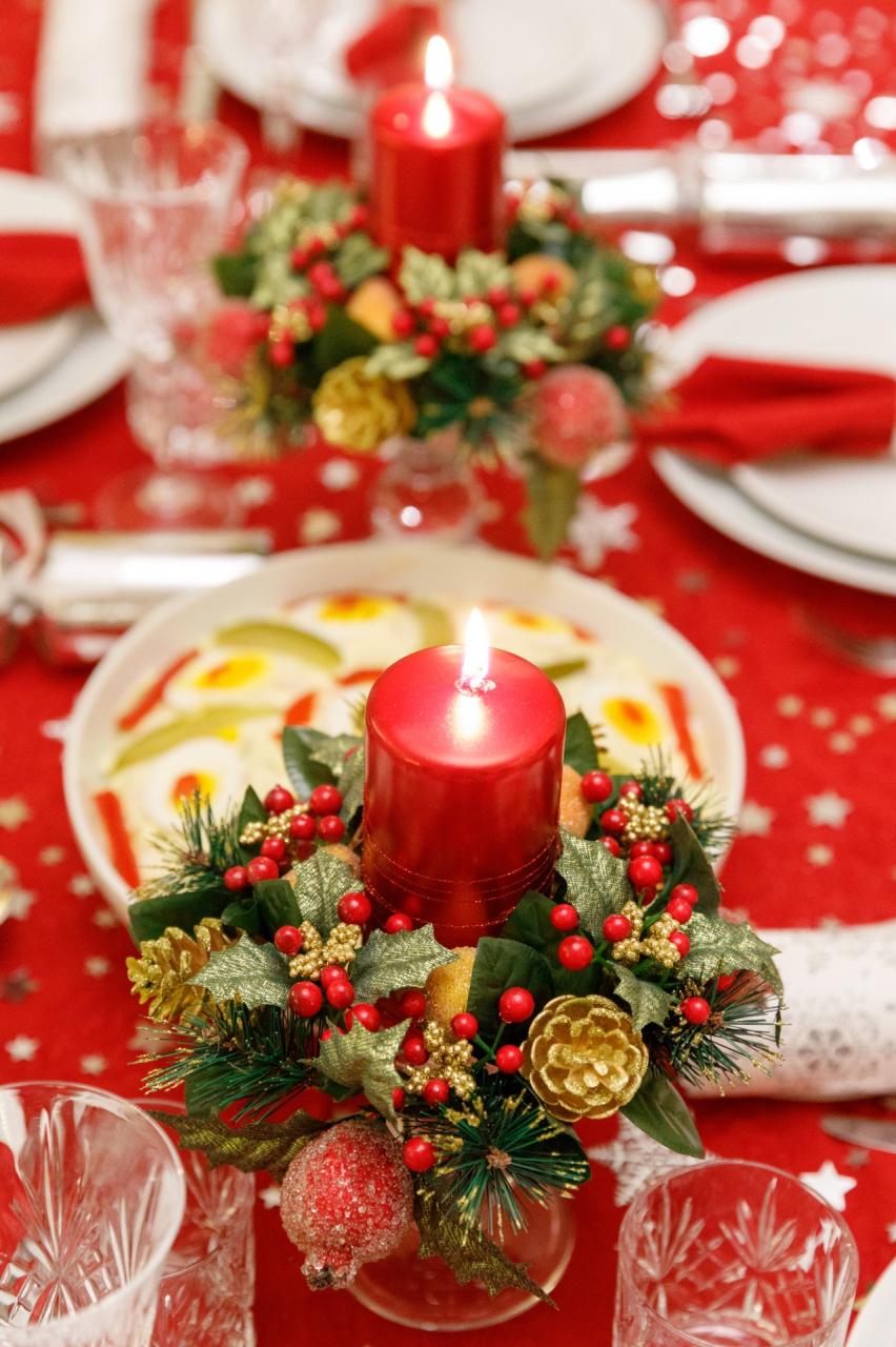 christmas candle table decor Candle On A Christmas Table Free Stock Photo Public Domain Pictures