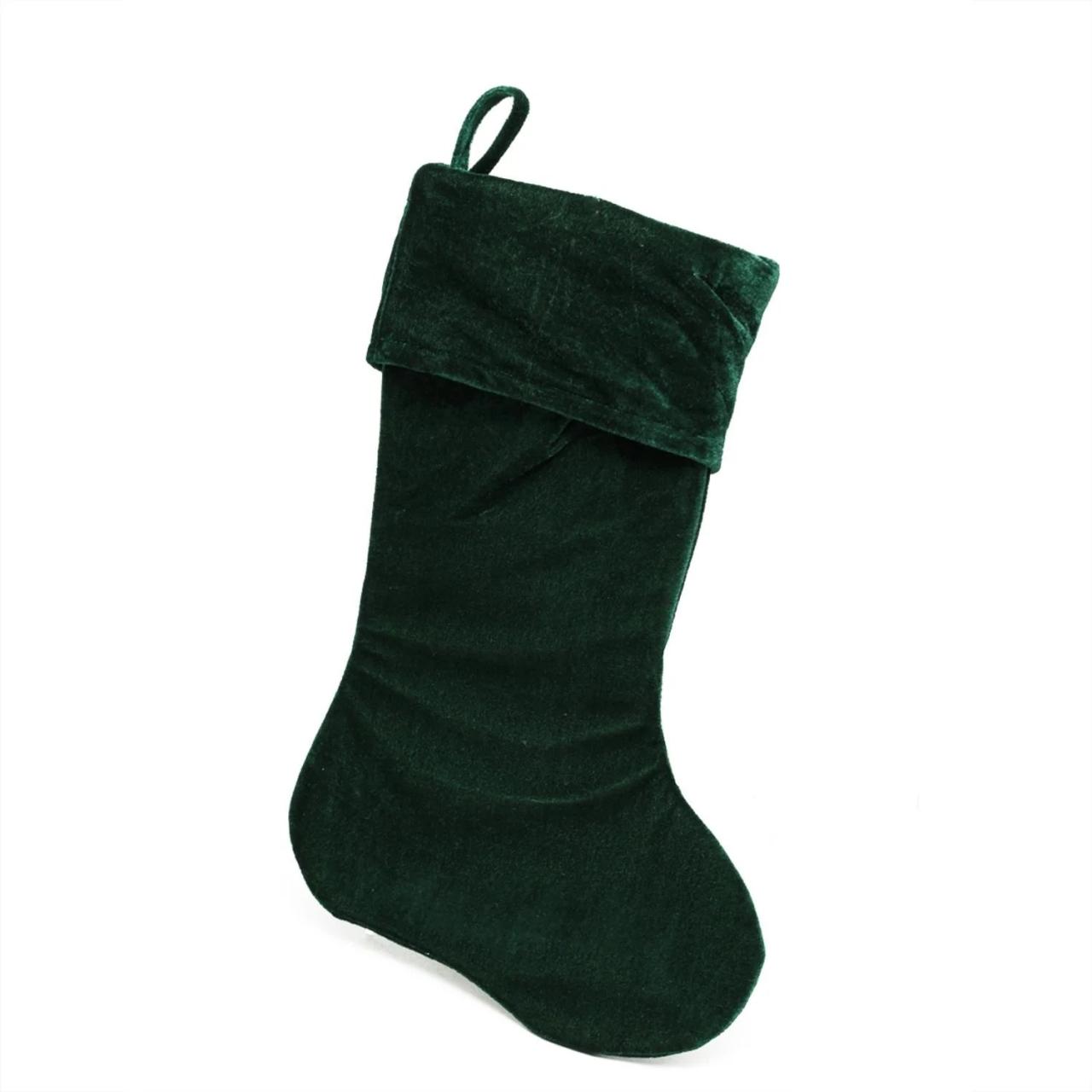 green velvet christmas decor 18" Traditional Solid Green Velvet Hanging Christmas Stocking Walmart