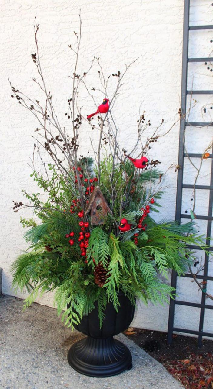 christmas decoration ideas for outdoor planters 24 Colorful Outdoor Planters for Winter & Christmas Decorations