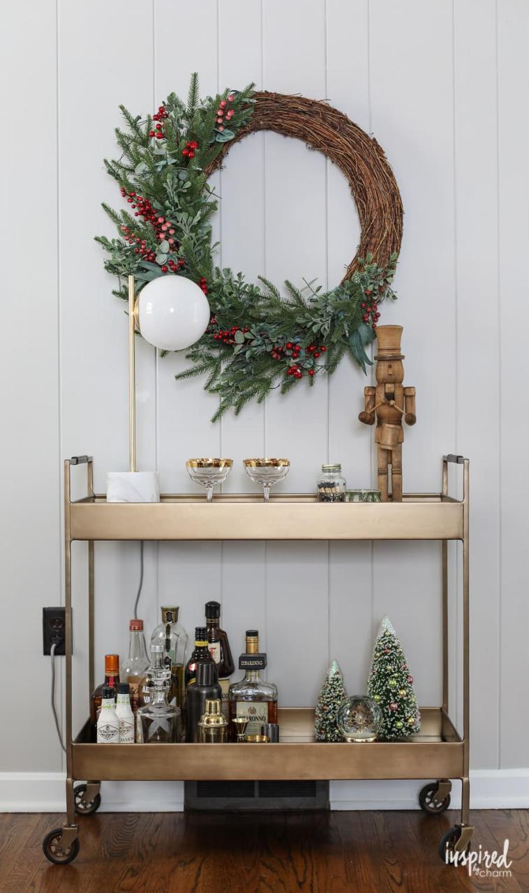 christmas bar cart decor Creative Christmas Bar Cart Ideas for Holiday Entertaining