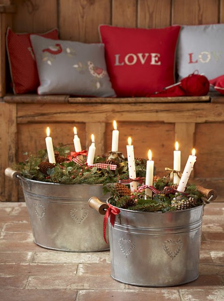 metal bucket christmas decor 23 Creative ways of using buckets in interior and exterior décor