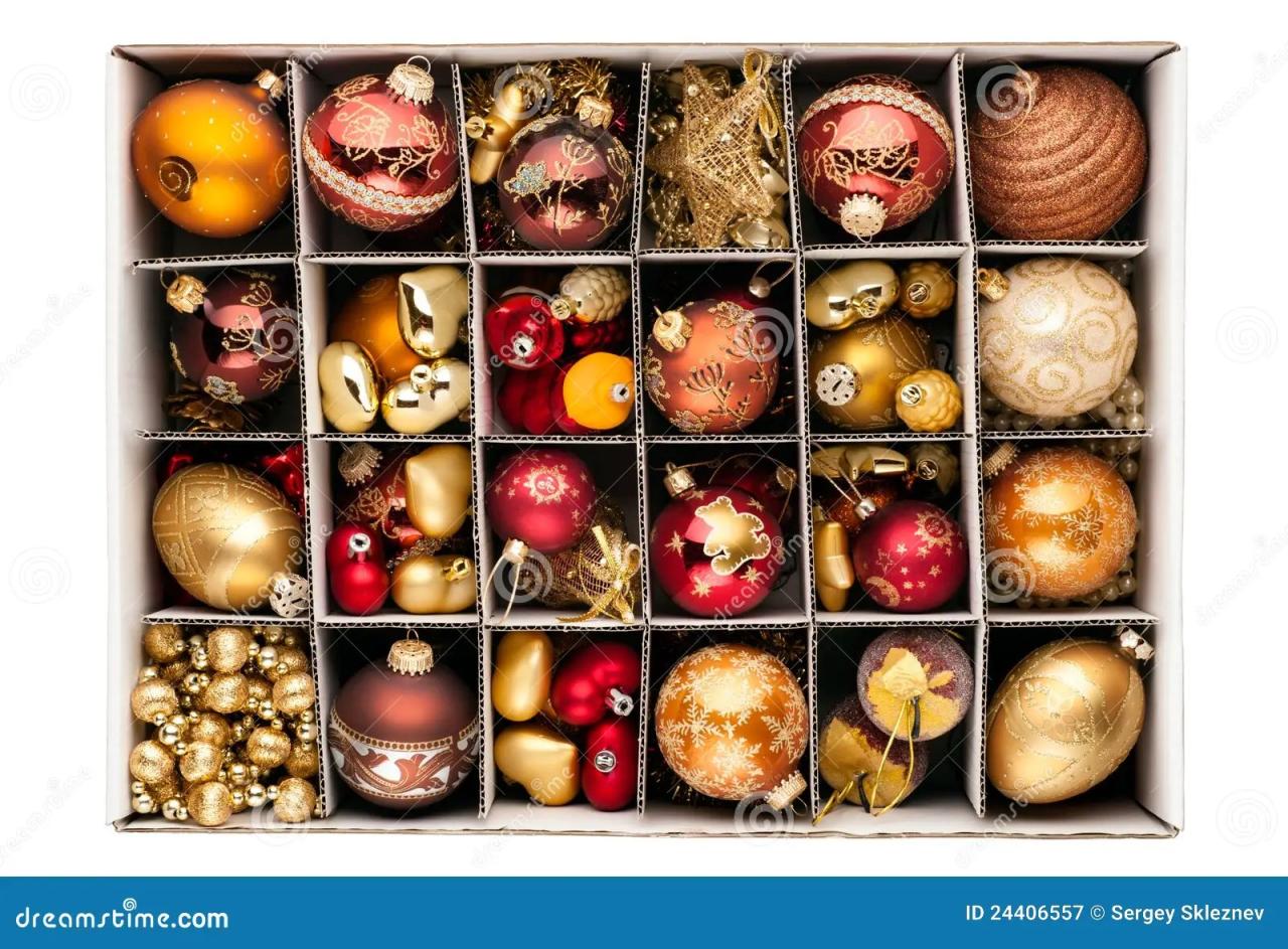 christmas decor in a box Christmas Decorations in a Box Stock Image Image of collection, open