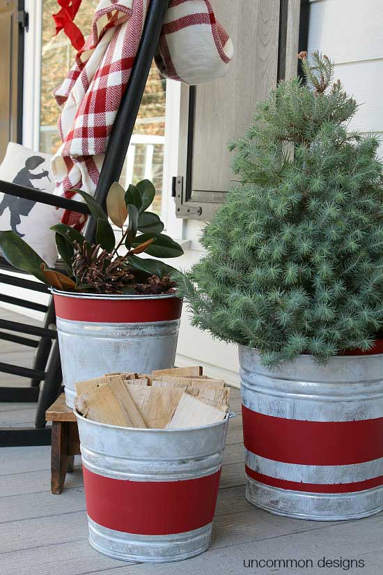 metal bucket christmas decor Christmas Decor Ideas In Containers Rustic Crafts & DIY