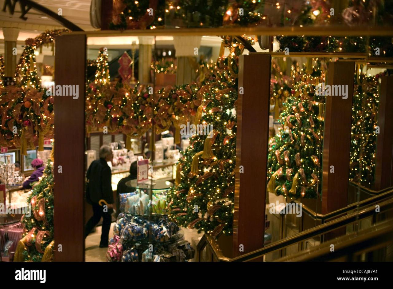 macy's indoor christmas decorations Christmas Holiday decorations inside Macy s Department Store at Stock