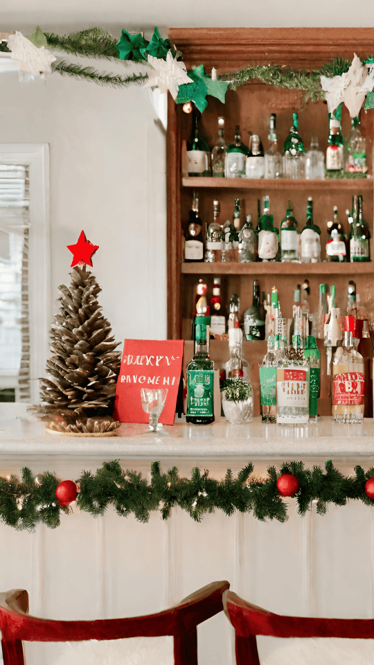 christmas decor for bar Cheerful Home Bar Christmas Ideas Rock Solid Rustic