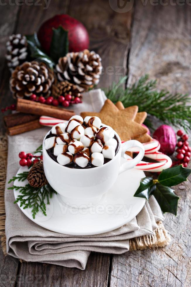 hot chocolate christmas decor Christmas hot chocolate with festive decorations 15760359 Stock Photo