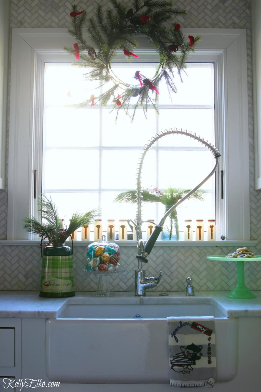 christmas decor kitchen window My Cozy Christmas Home Tour Kelly Elko