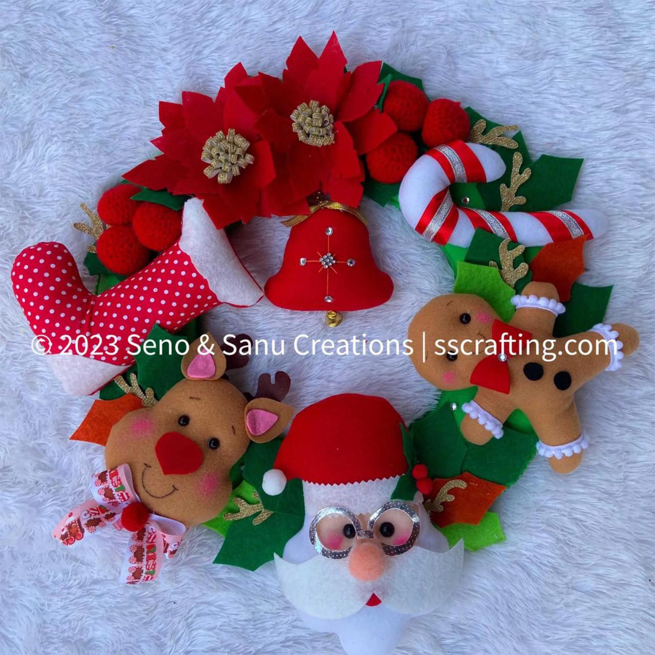 christmas decorations sale in sri lanka Christmas Wreath 16" height Felt Christmas Wreath, Chritms decor in