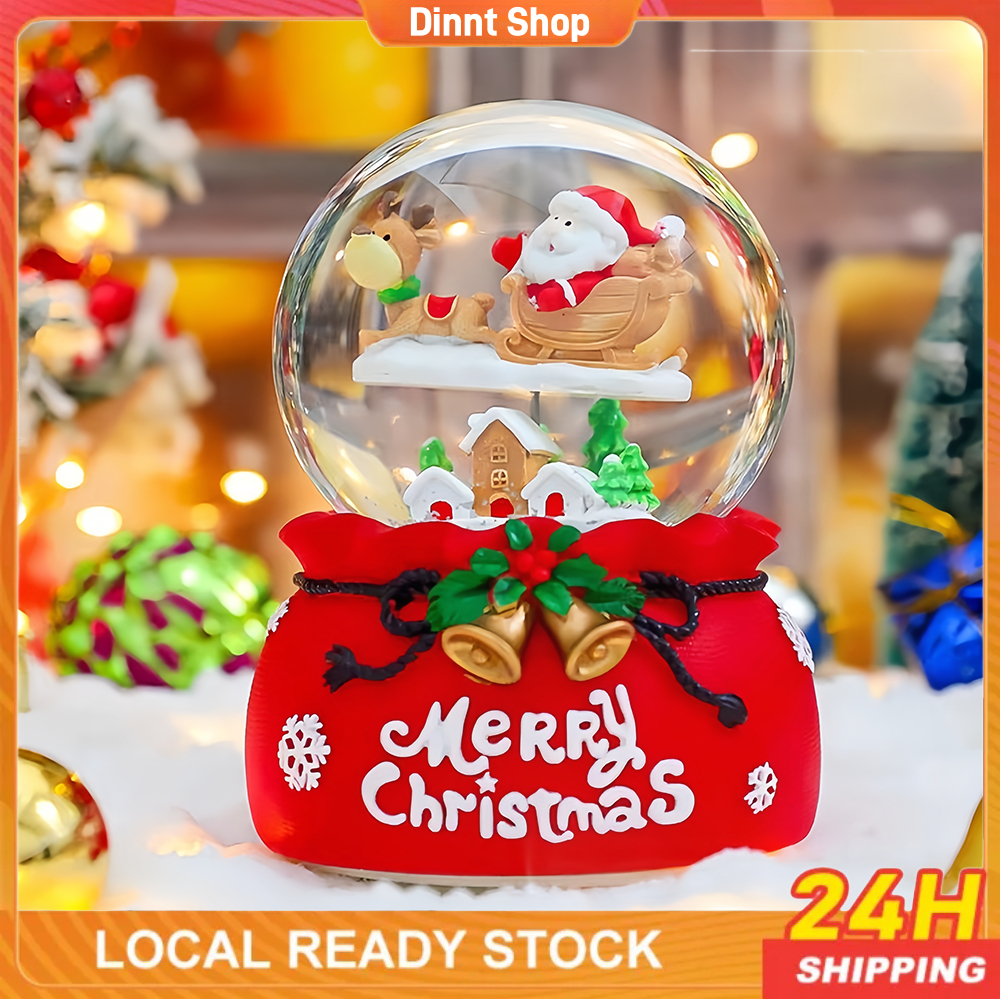 christmas decor 2024 philippines Christmas Snow Globe Battery Powered Santa Claus Crystal Ball Luminous