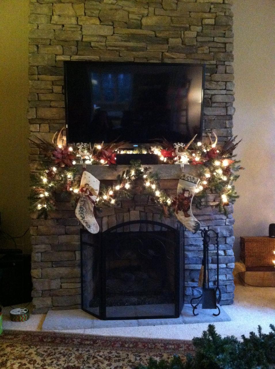 fireplace tv stand christmas decor Christmas Fireplace Decor With Tv HomeDecorish