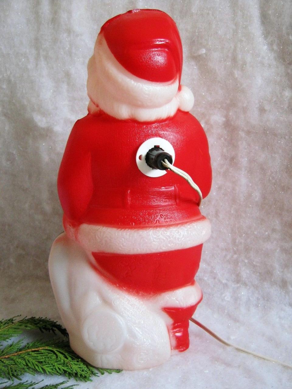 vintage outdoor christmas decorations blow mold Vintage 1968 Empire Plastic Blow Mold 13" Lighted Santa Claus Tabletop