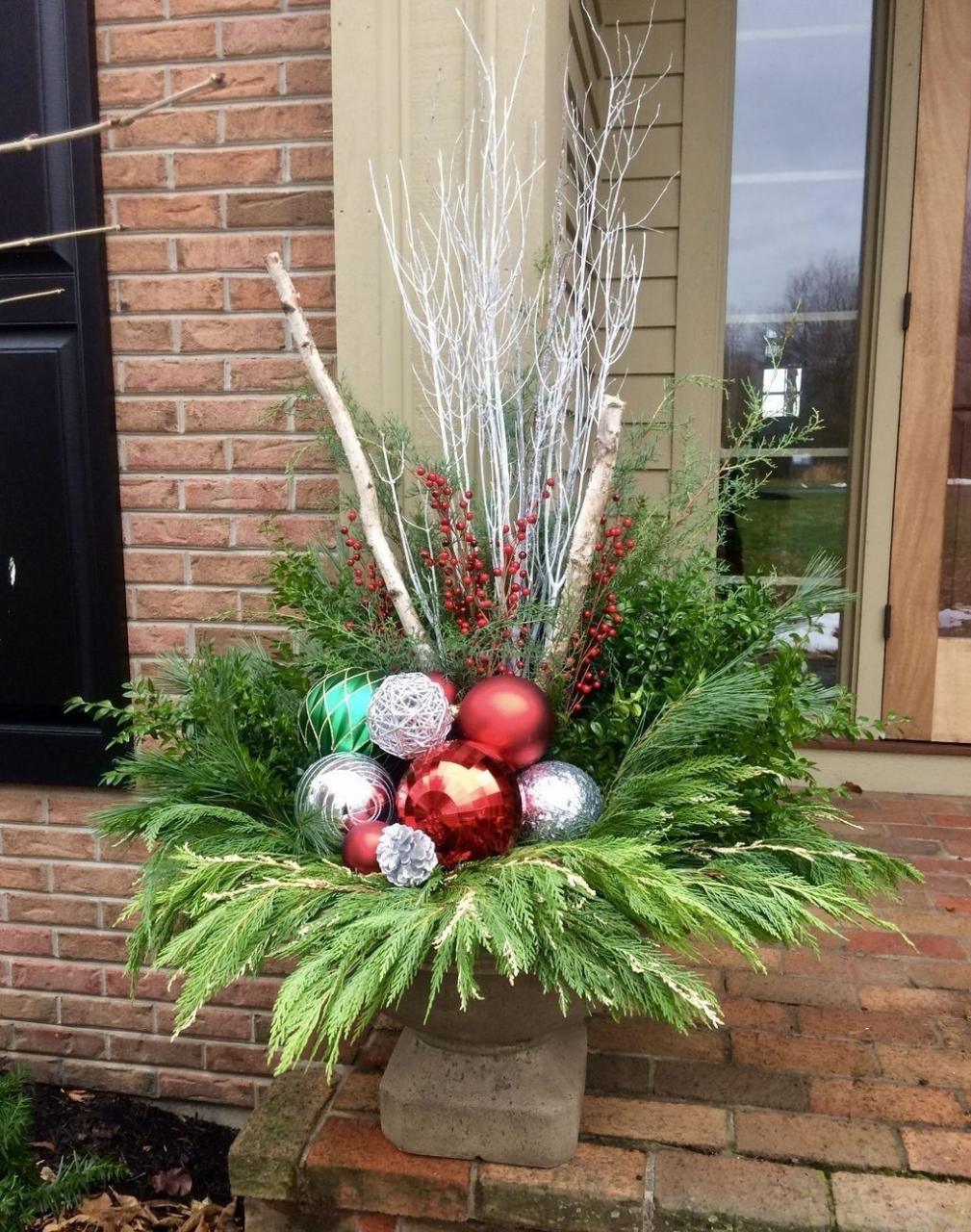 christmas plant decoration ideas 36 Awesome Outdoor Holiday Planter Ideas To Beauty Porch Décor