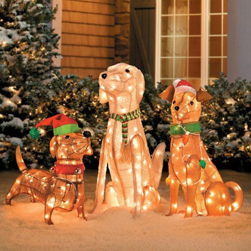 outdoor christmas decor dog Lighted Pretty Dog Labrador Dachshund Mutt Boxer Christmas Outdoor Yard