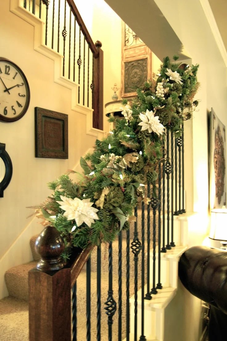 christmas decorating ideas staircase railing 27 Christmas Staircase Decor Ideas That You Will Love Feed Inspiration