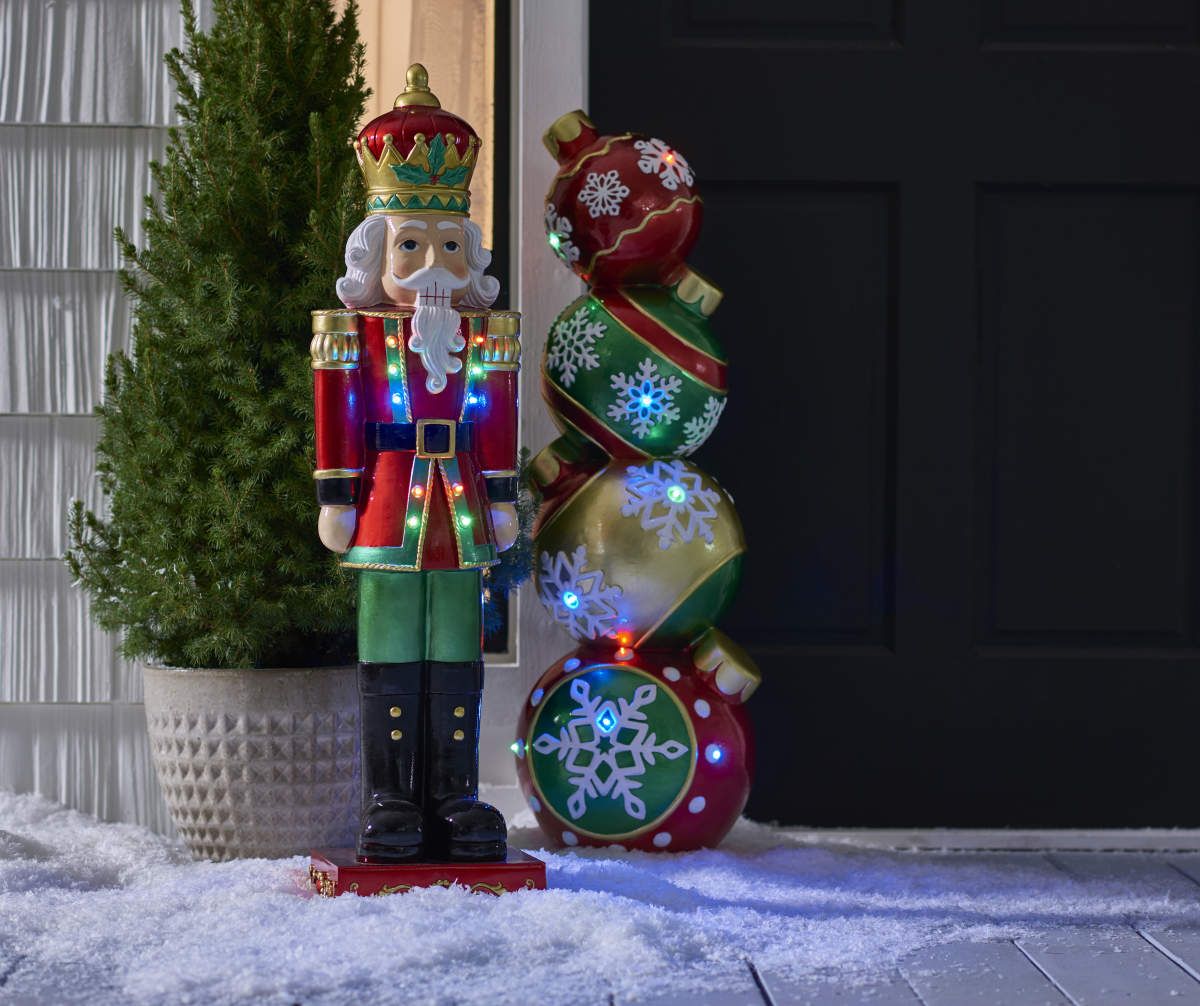 christmas decorations outdoor big lots Winter Wonder Lane LightUp Christmas Stacked Ornaments Tabletop Decor