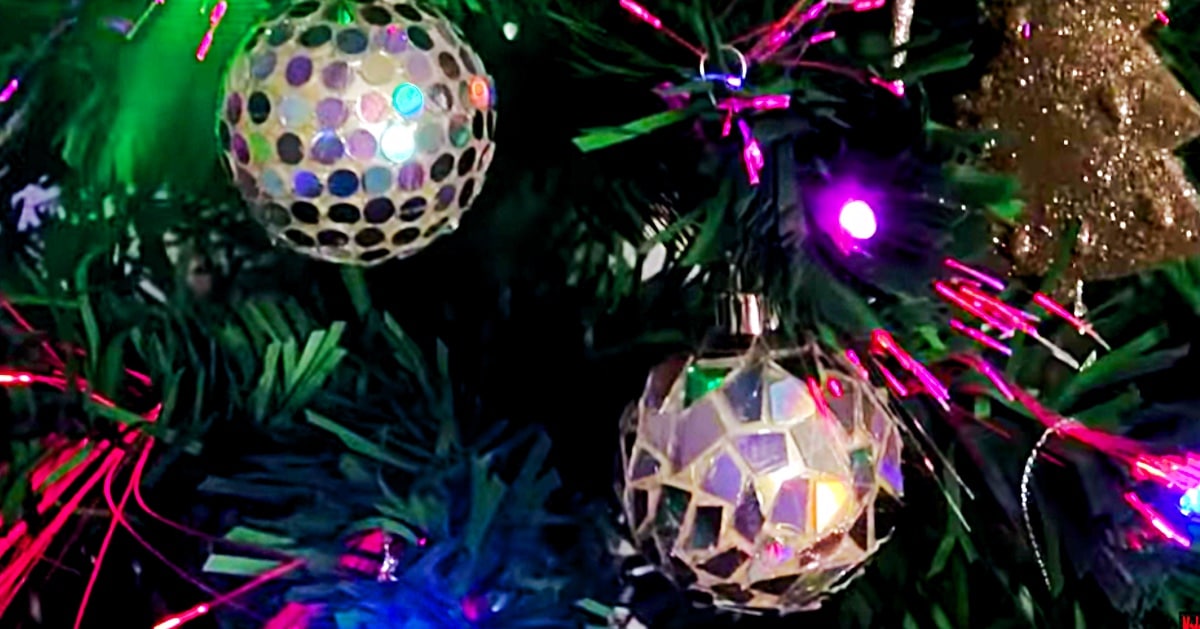 disco ball christmas decor DIY Disco Ball Ornament Using Old CDs