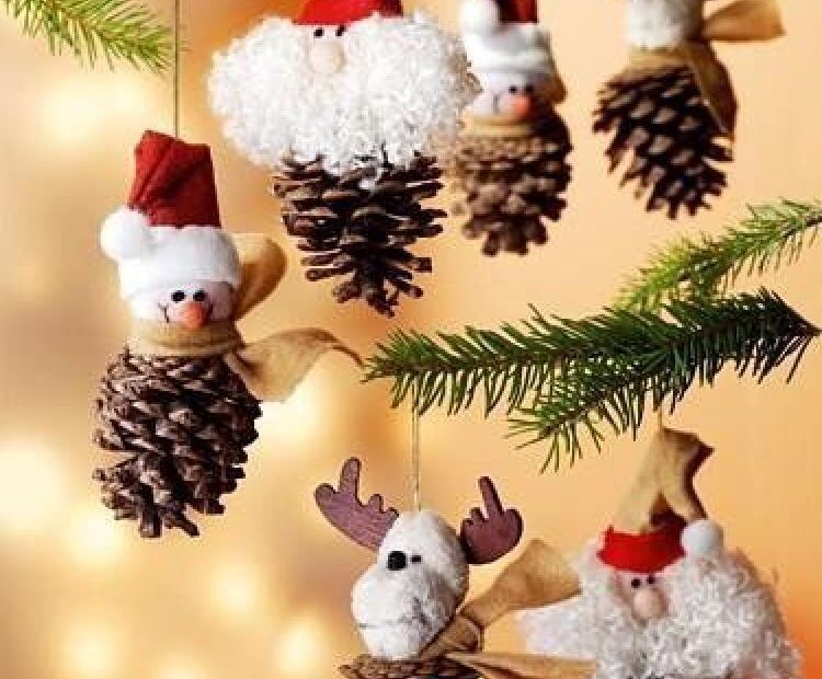 christmas decoration ideas pine cones 40 Easy and Cute DIY Pine Cone Christmas Crafts mocochoco